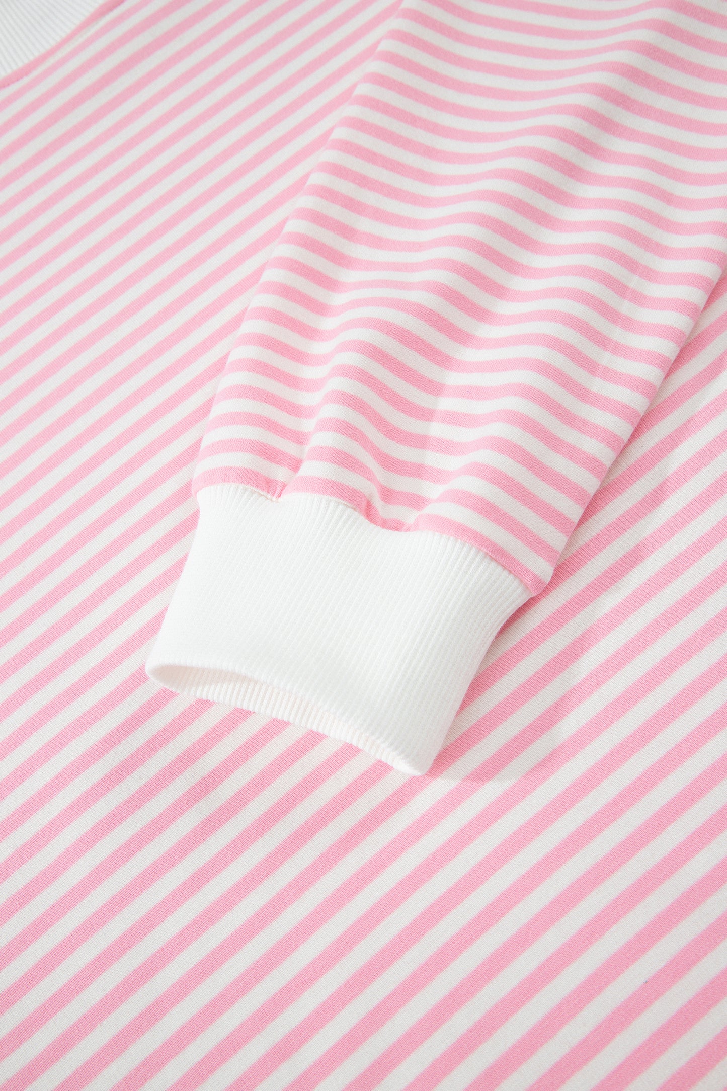 Pink Striped Sweatshirt and Shorts Set