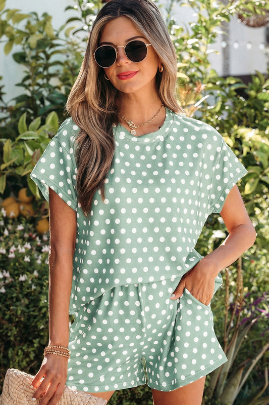 Polka Dot Print 2pc Short Set