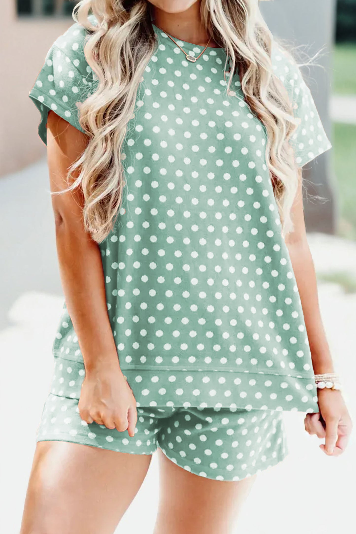 Polka Dot Print 2pc Short Set