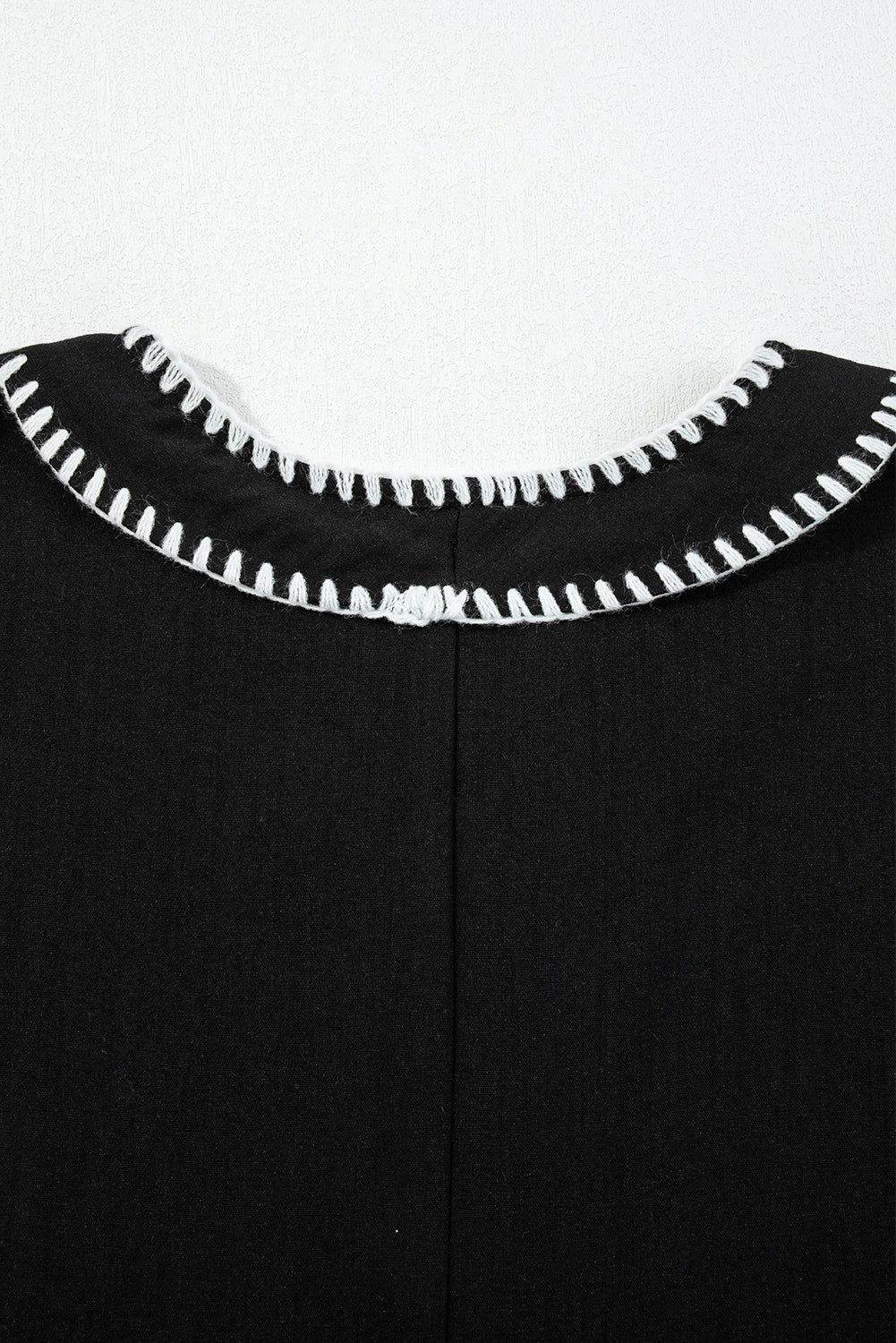 Black Contrast Stitched Tiered Mini Dress
