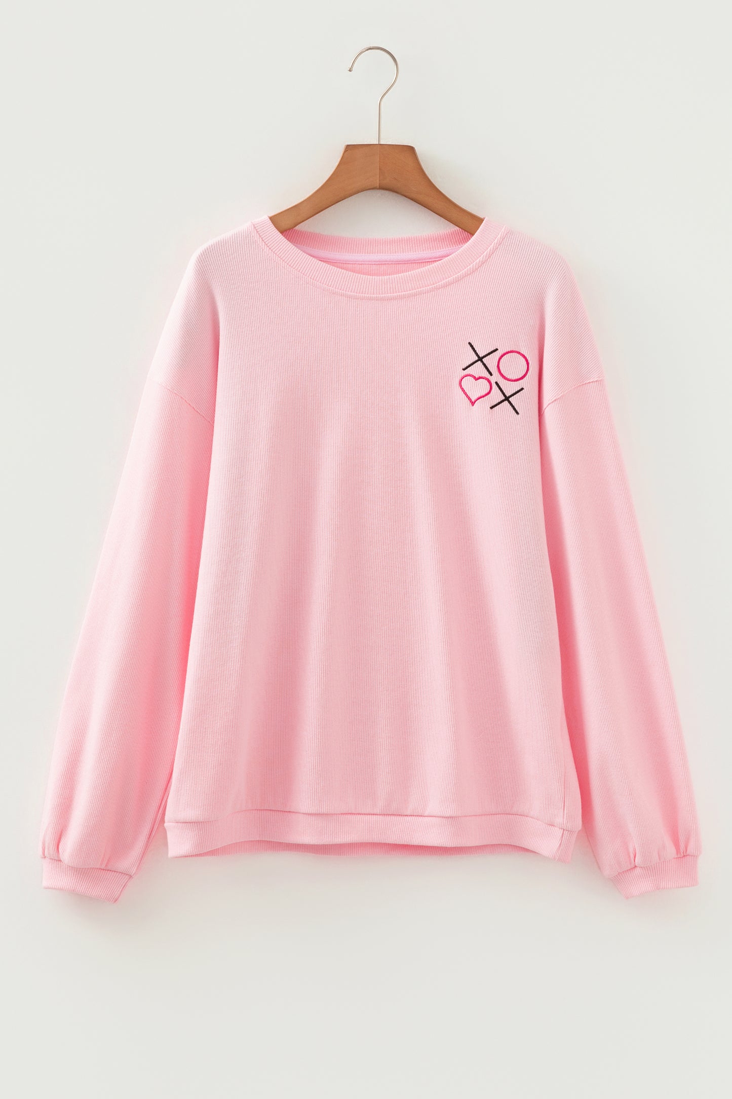 Sweatshirt in Embroidered XOXO or Printed Hearts