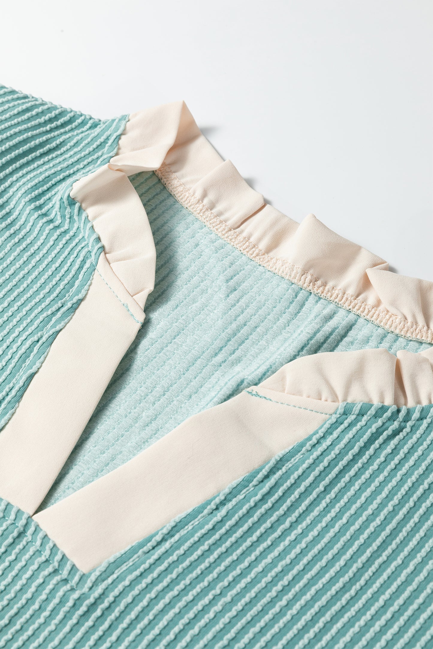 Ruffled Sleeve Ribbed Blouse in Plus Size