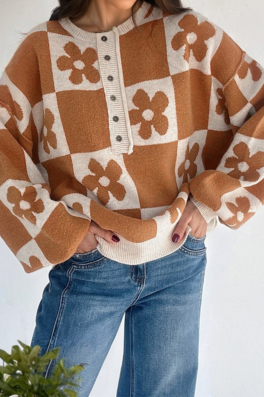 Curry Flower Henley Sweater
