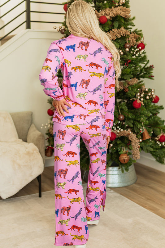Pink Cheetah Print 2pc Pajama Set