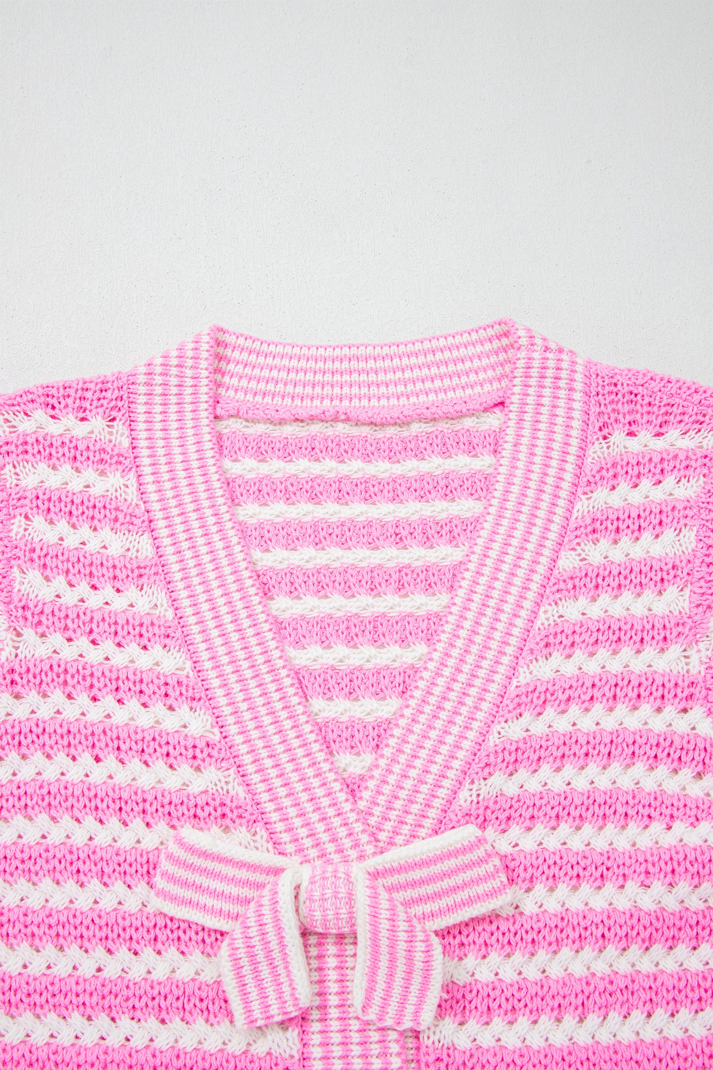 Bows and Stripes V-Neck Sweater