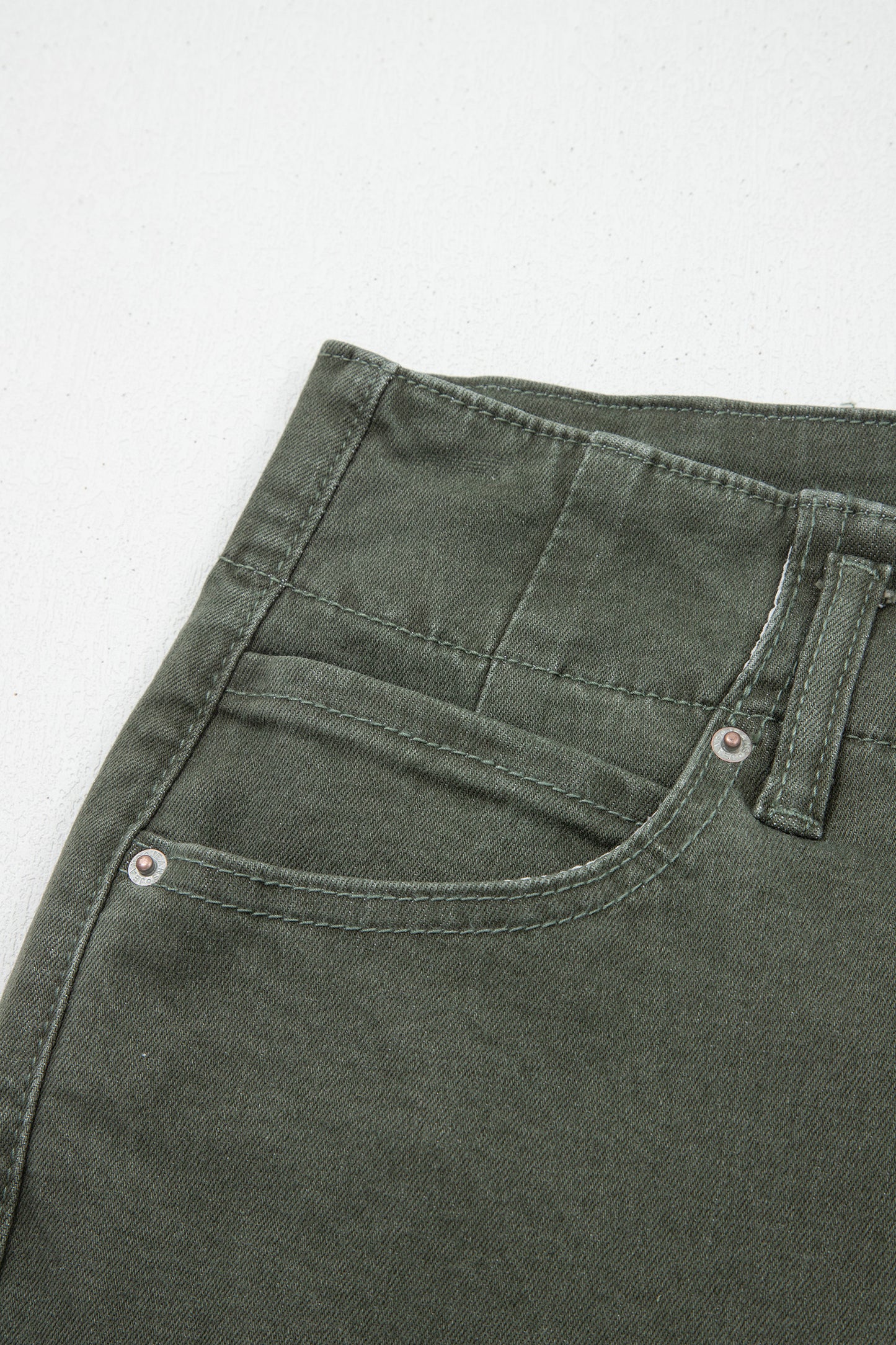 Double-Button High Waist Flared Bottom Jeans