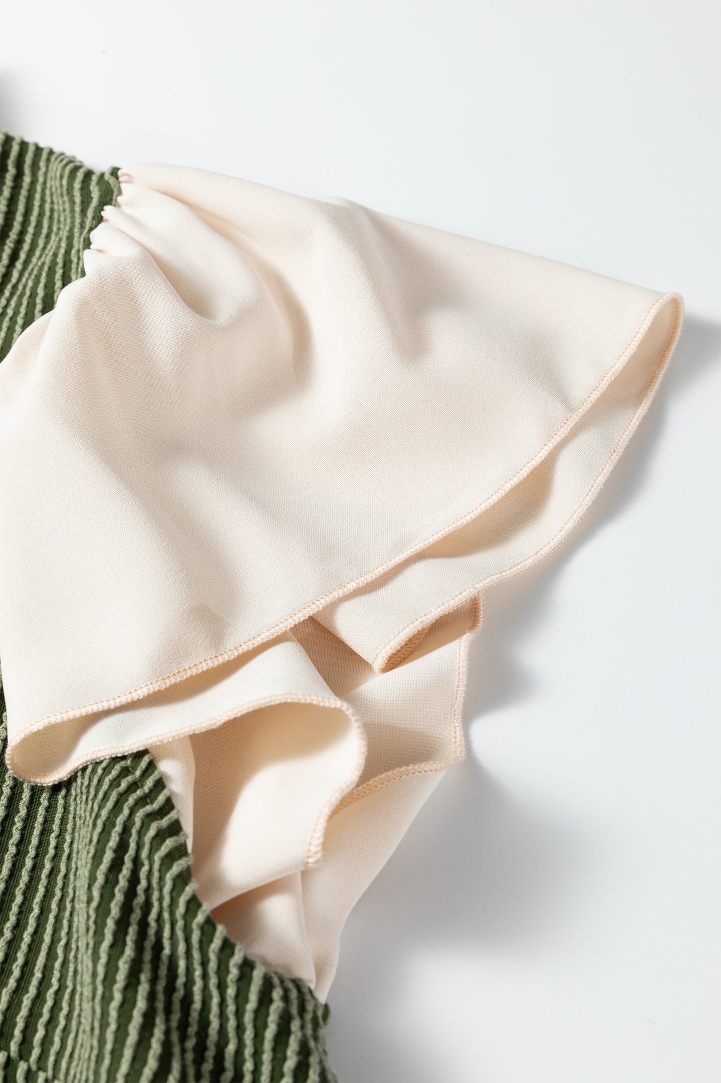 Ruffled Sleeve Ribbed Blouse in Plus Size