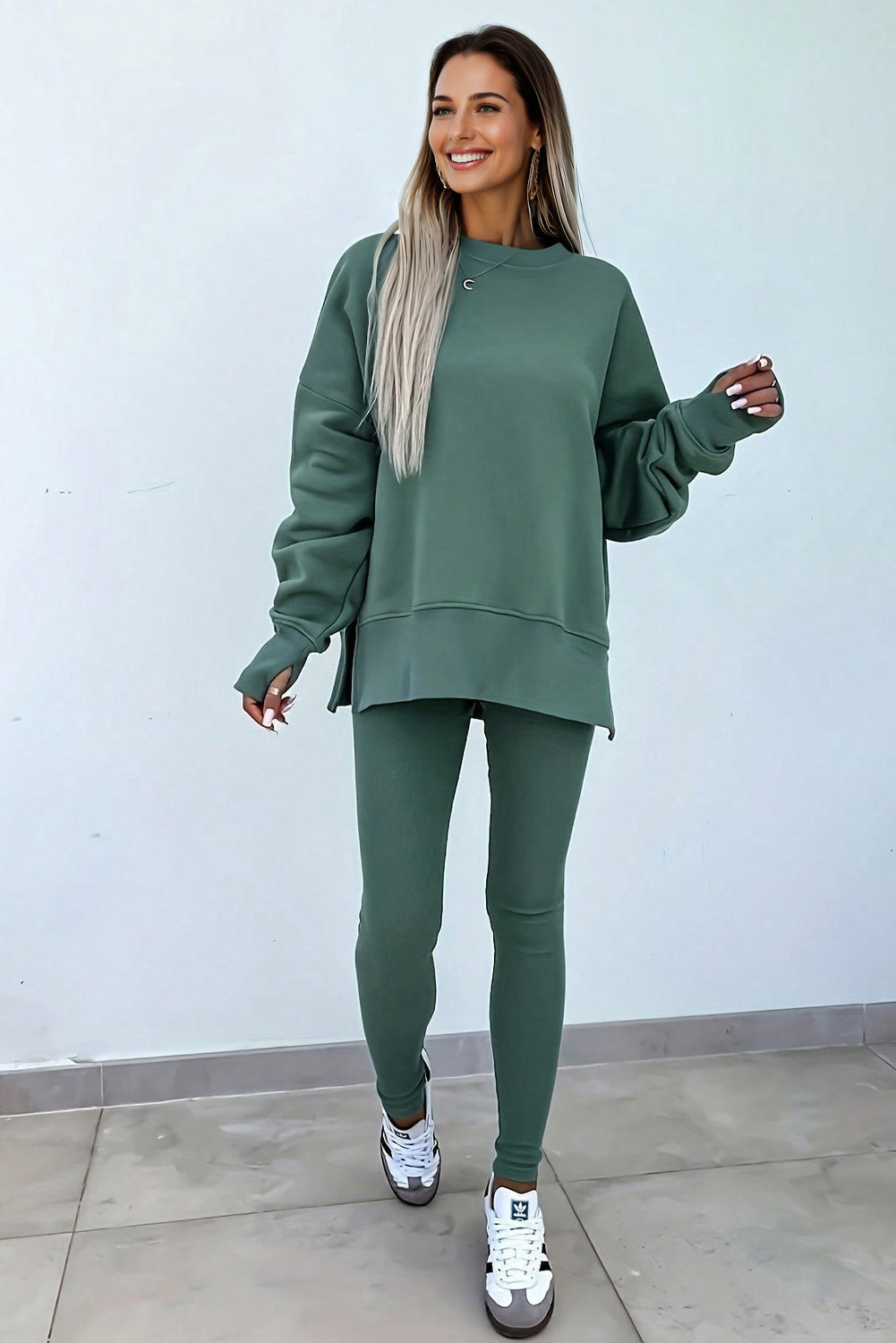 Green Bay Sweatshirt & Ribbed Leggings Set