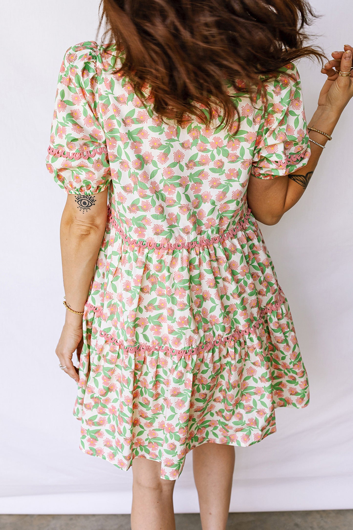 Ricrac Trim Floral Mini Dress