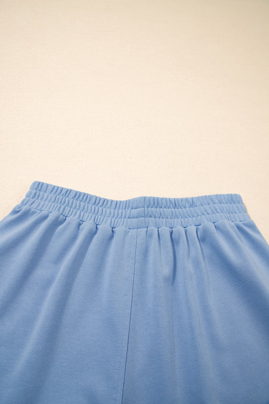 Sky Blue Raw Edge 2pc Short Set
