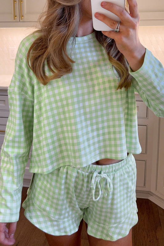 Green Gingham 2pc Lounge Set