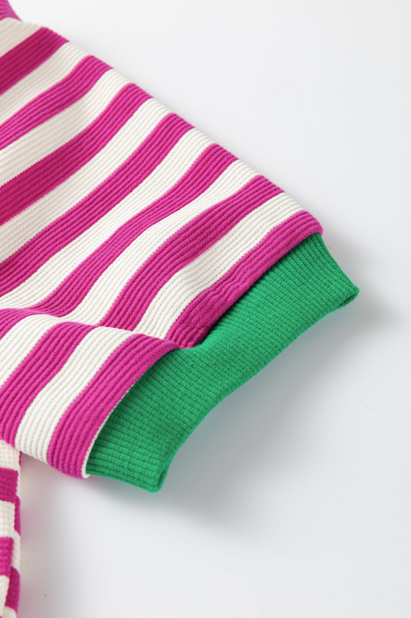 Striped Puff Sleeve Round Neck Tee