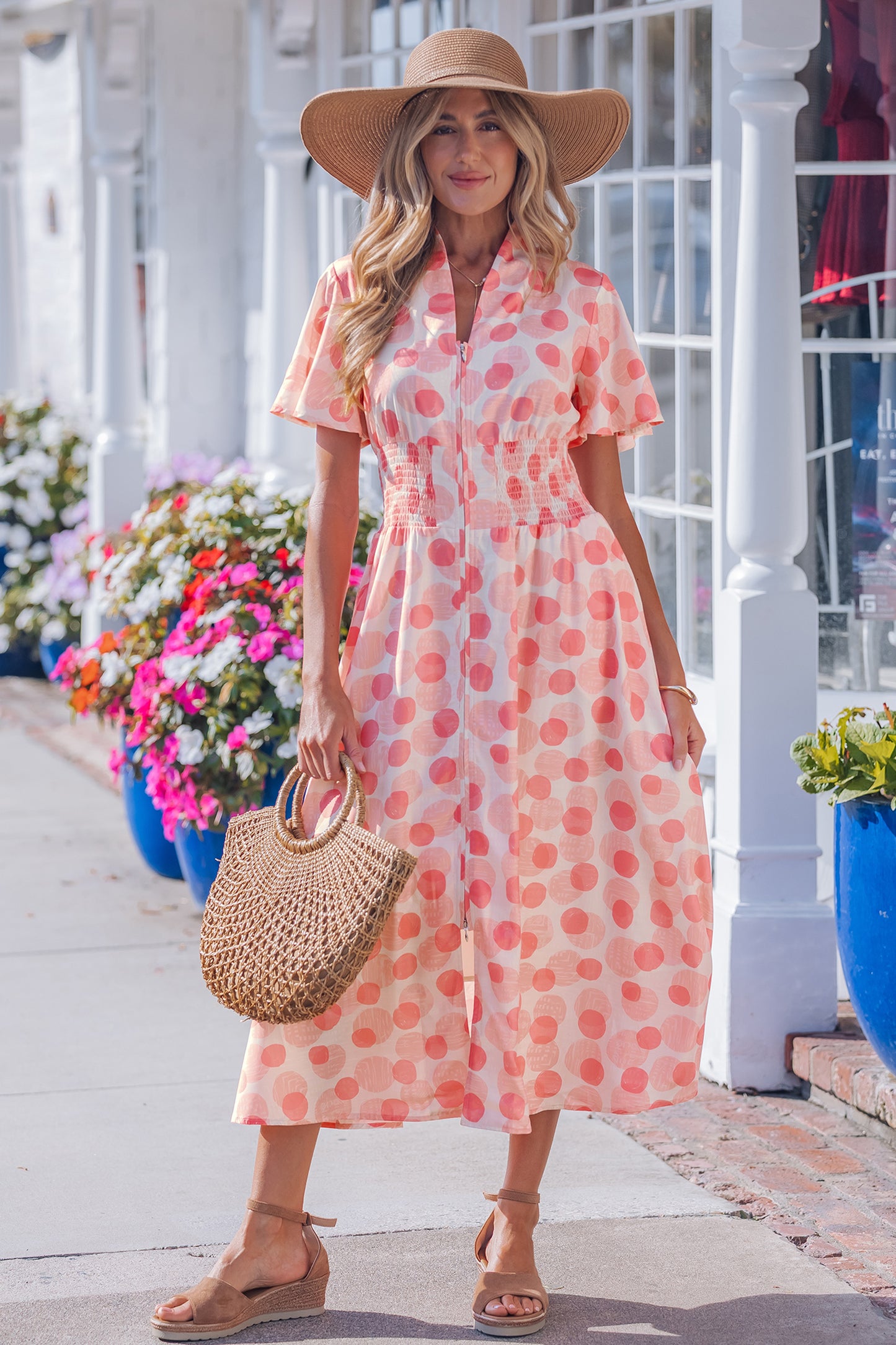Pink Polka Zippered Dress