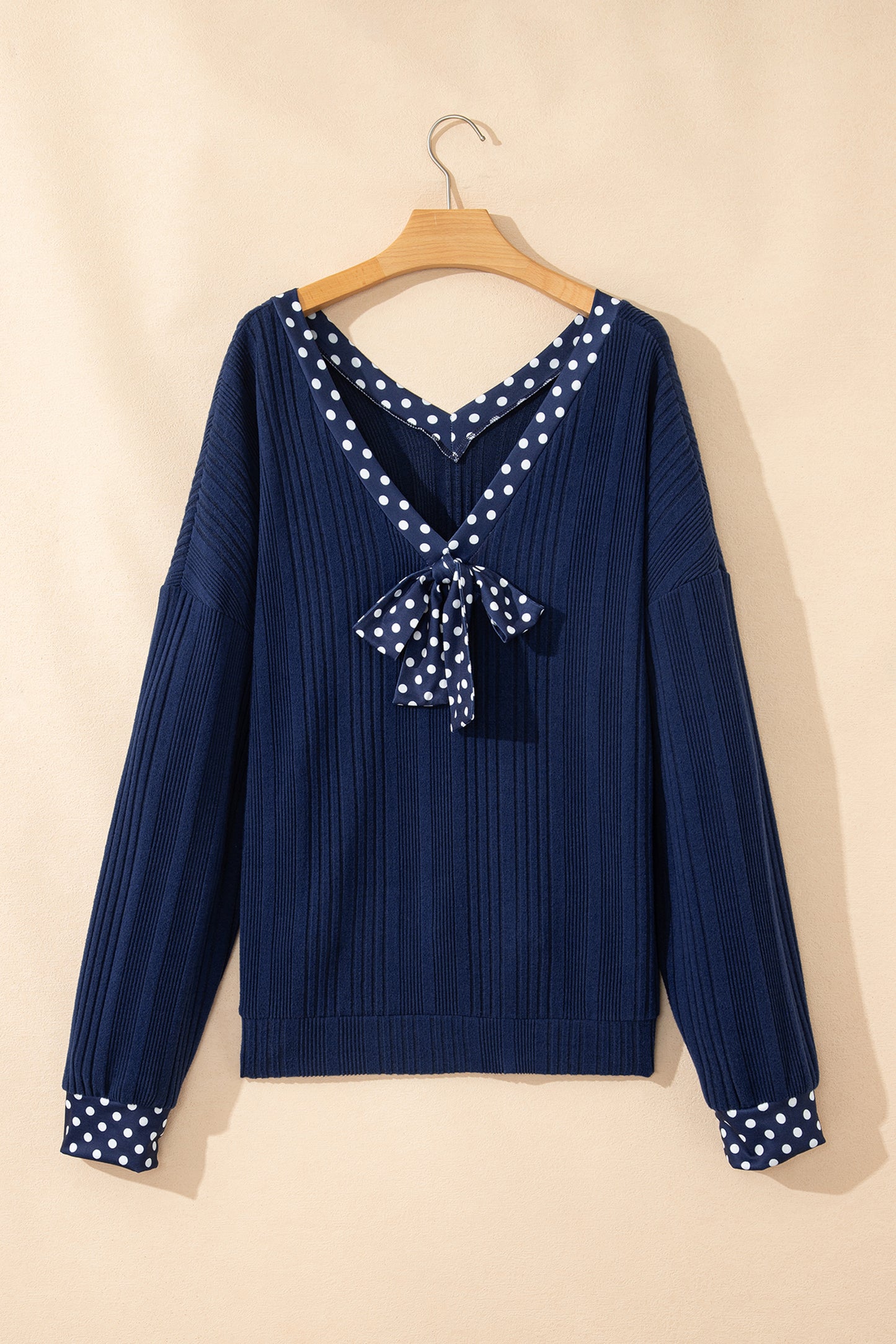 Delia Polka Dot Ribbed Top