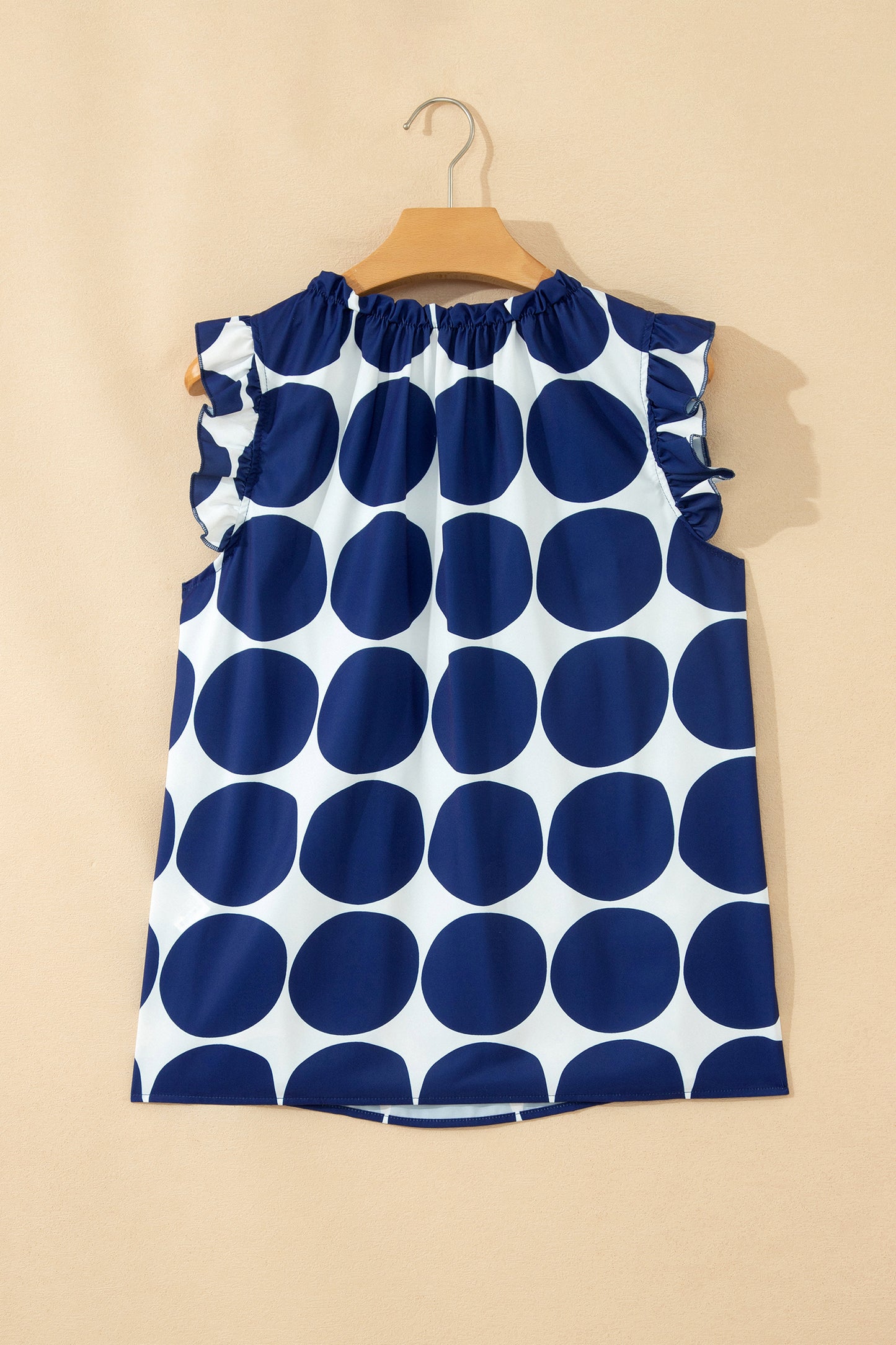 Polka Dot Frills Sleevless Blouse
