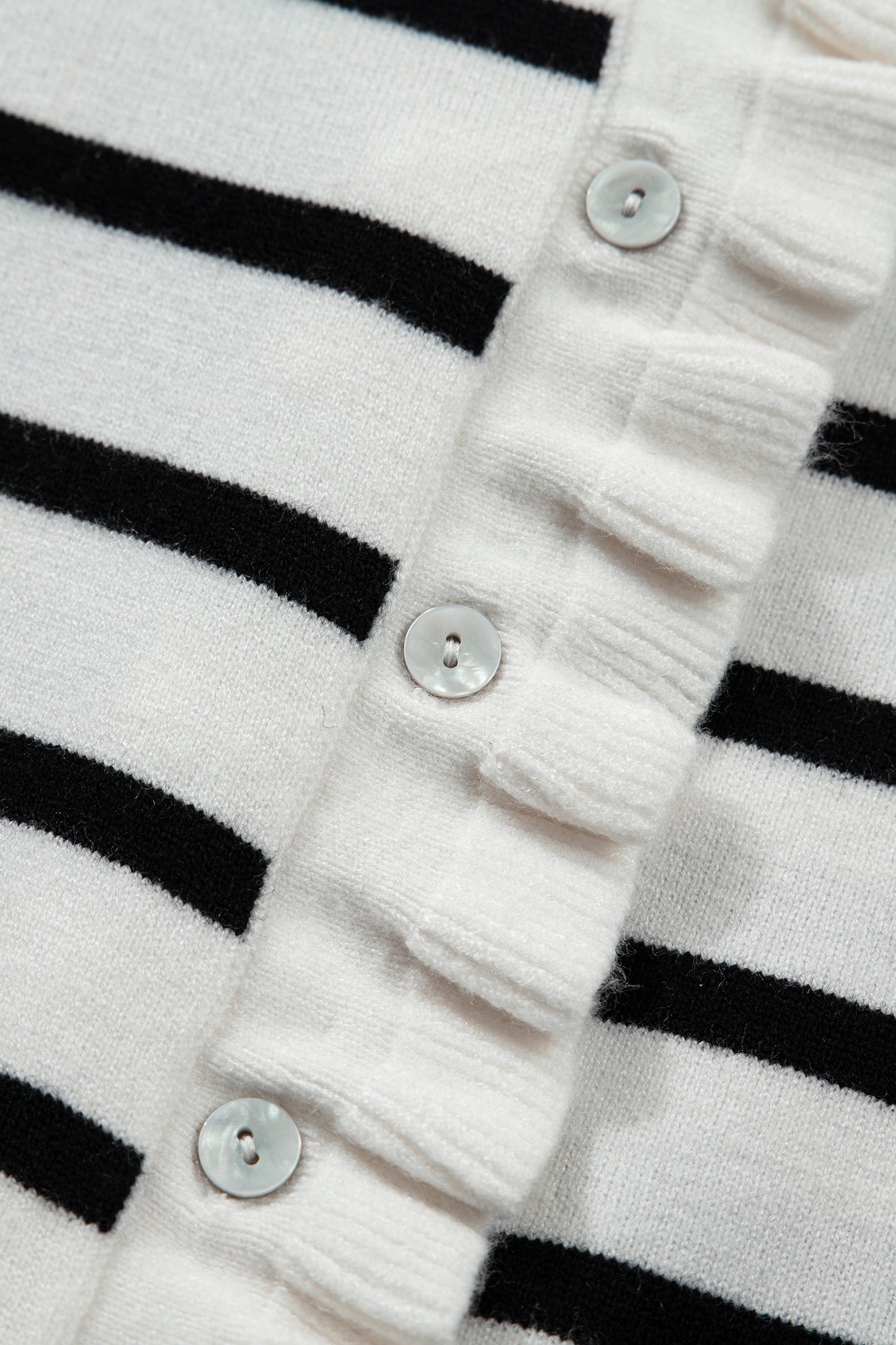 Beige Ruffle Trim Sweater Cardigan