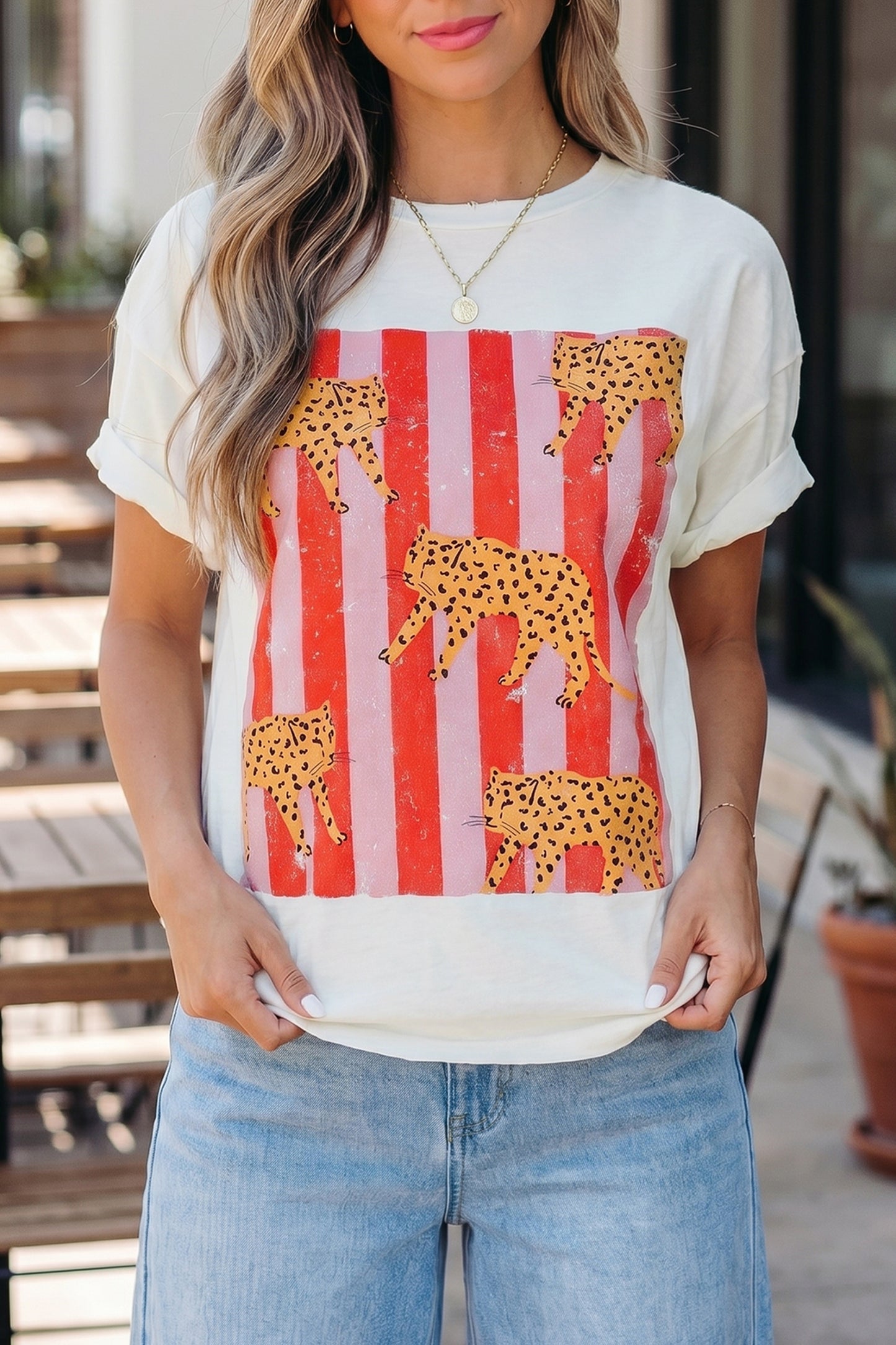 Cheetah Striped Retro Tee