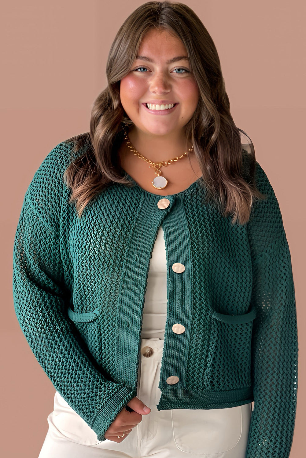 Green Plus Size Cardigan