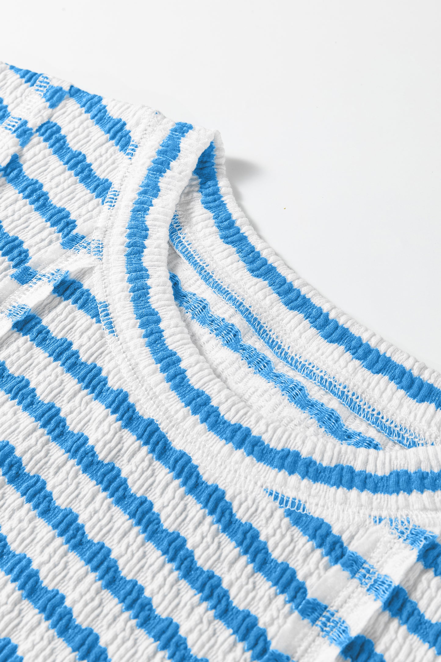 Blue Striped Textured T-Shirt
