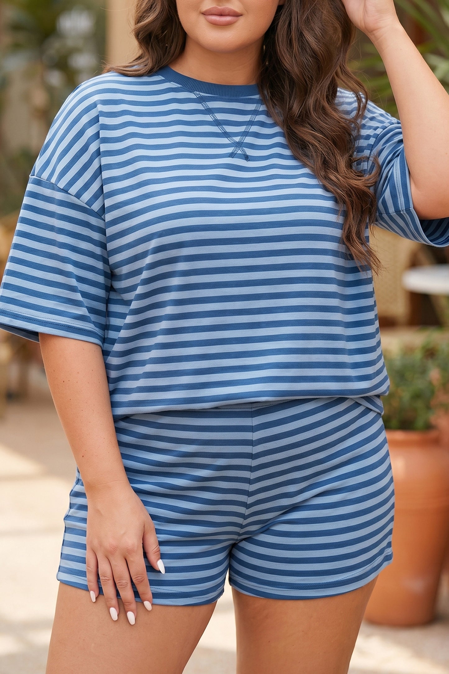 Berry Blue Two-Piece Set in Plus Size