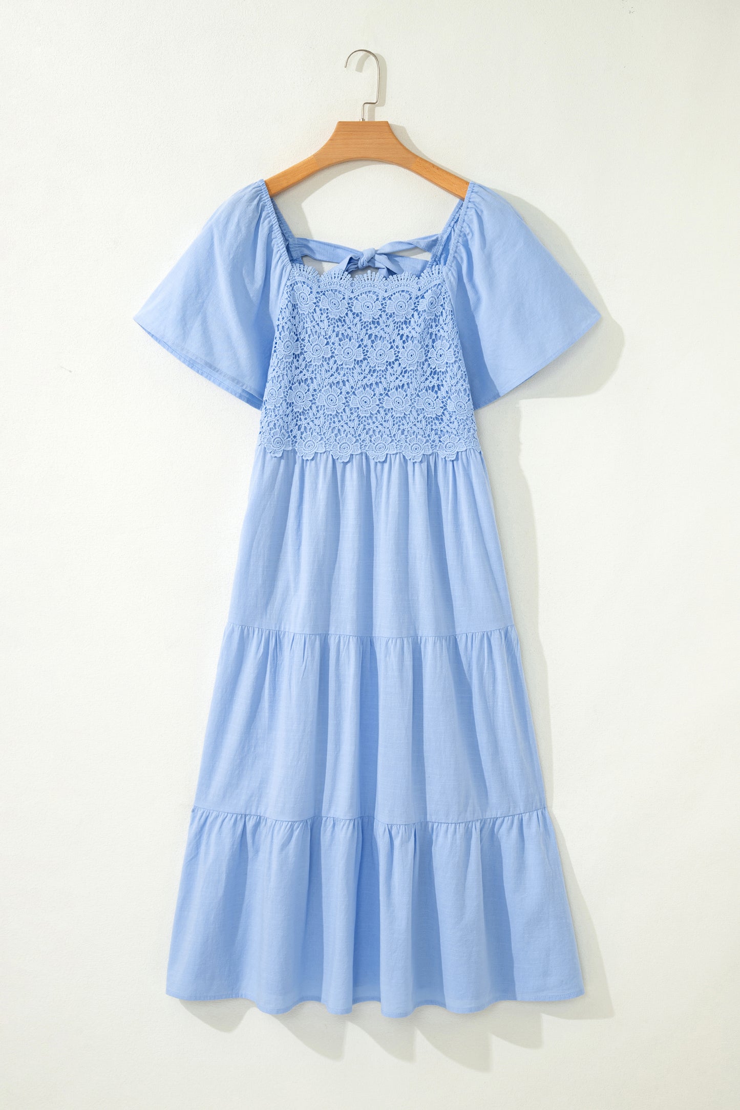 Beau Blue Flowy Tiered Midi Dress