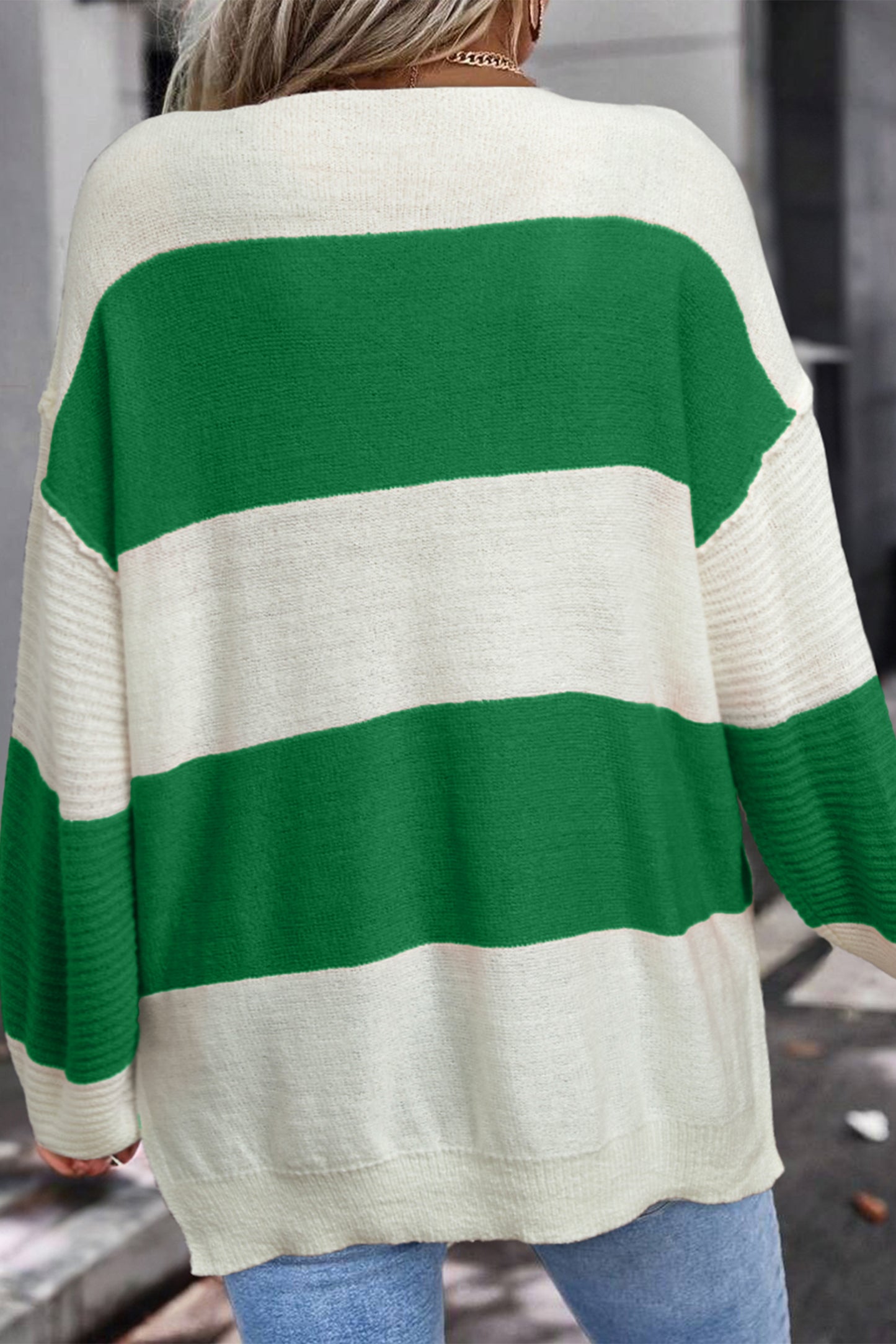 Striped Bubble Sleeve Sweater