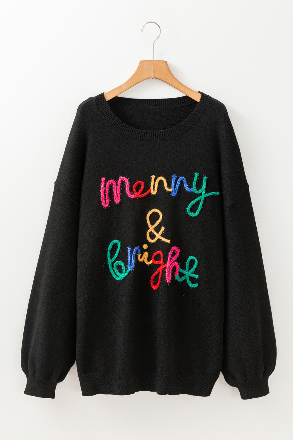 Black Tinsel Merry & Bright Plus Size Sweater