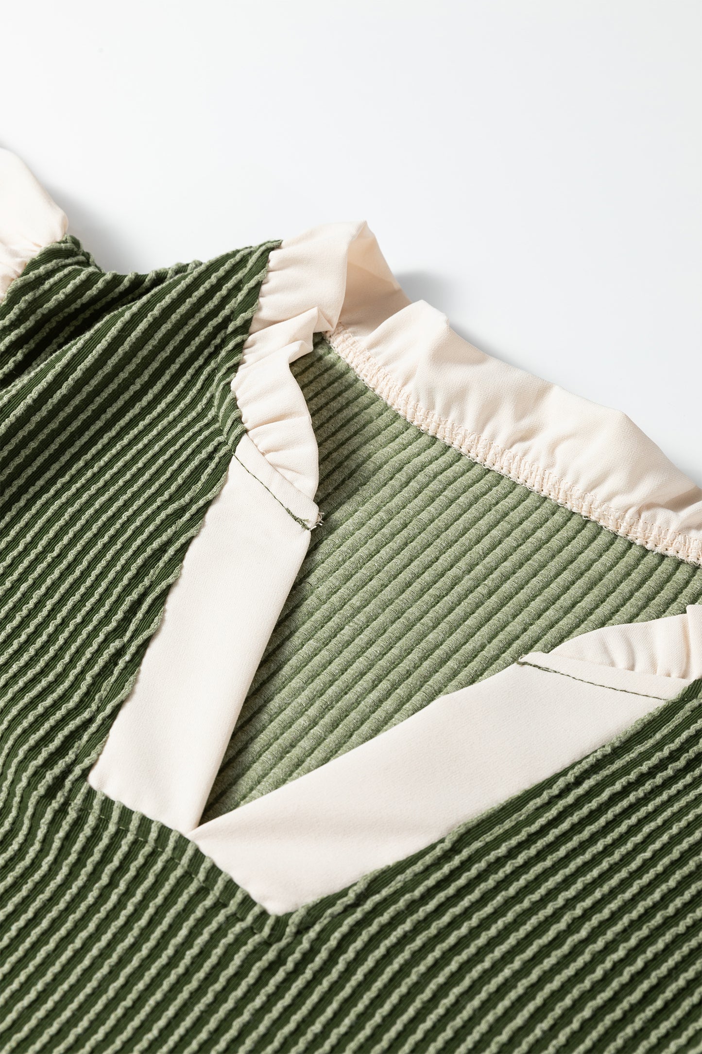 Ruffled Sleeve Ribbed Blouse in Plus Size