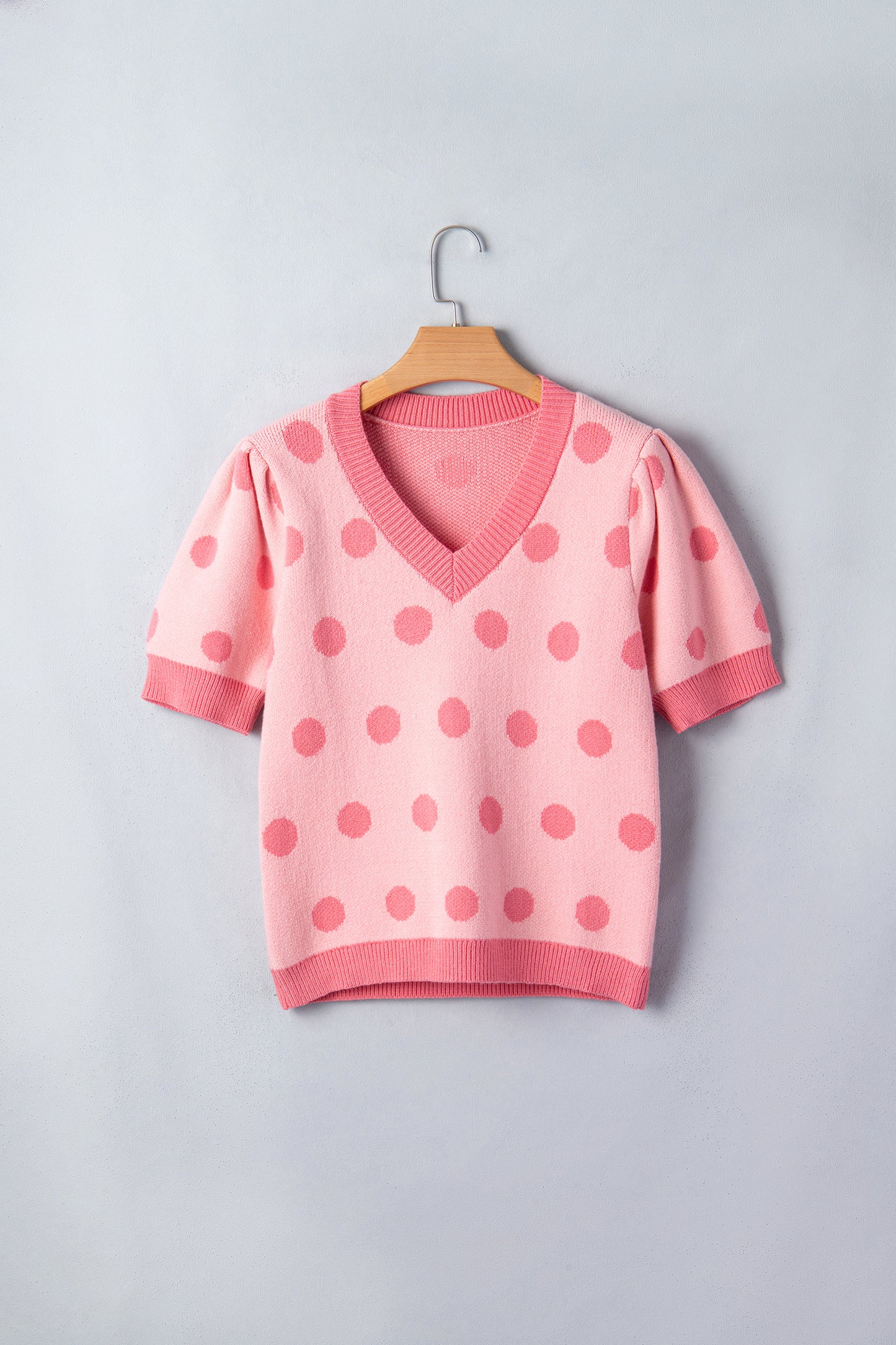 Polka Dot Puff Short Sleeve Sweater