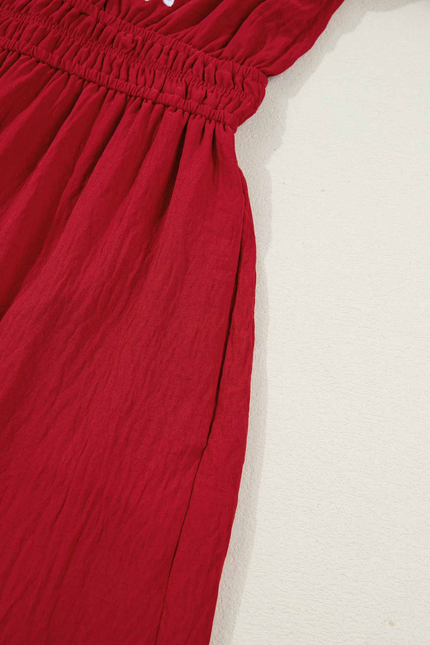 Racing Red Embroidered Detail Maxi Dress