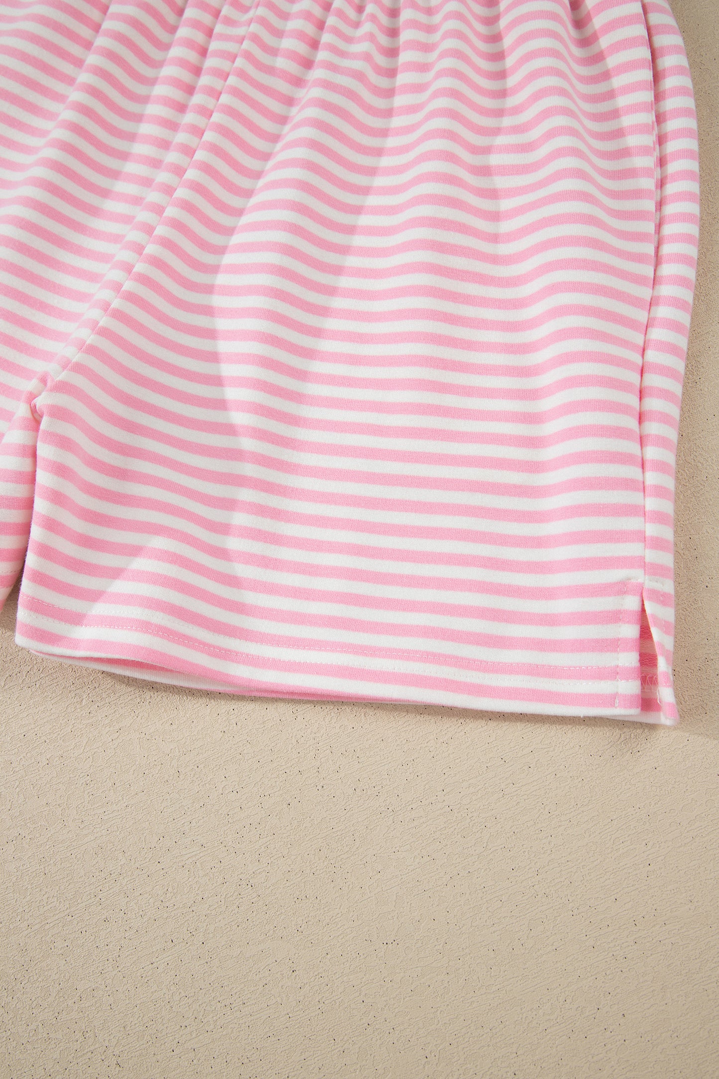 Pink Striped Sweatshirt and Shorts Set