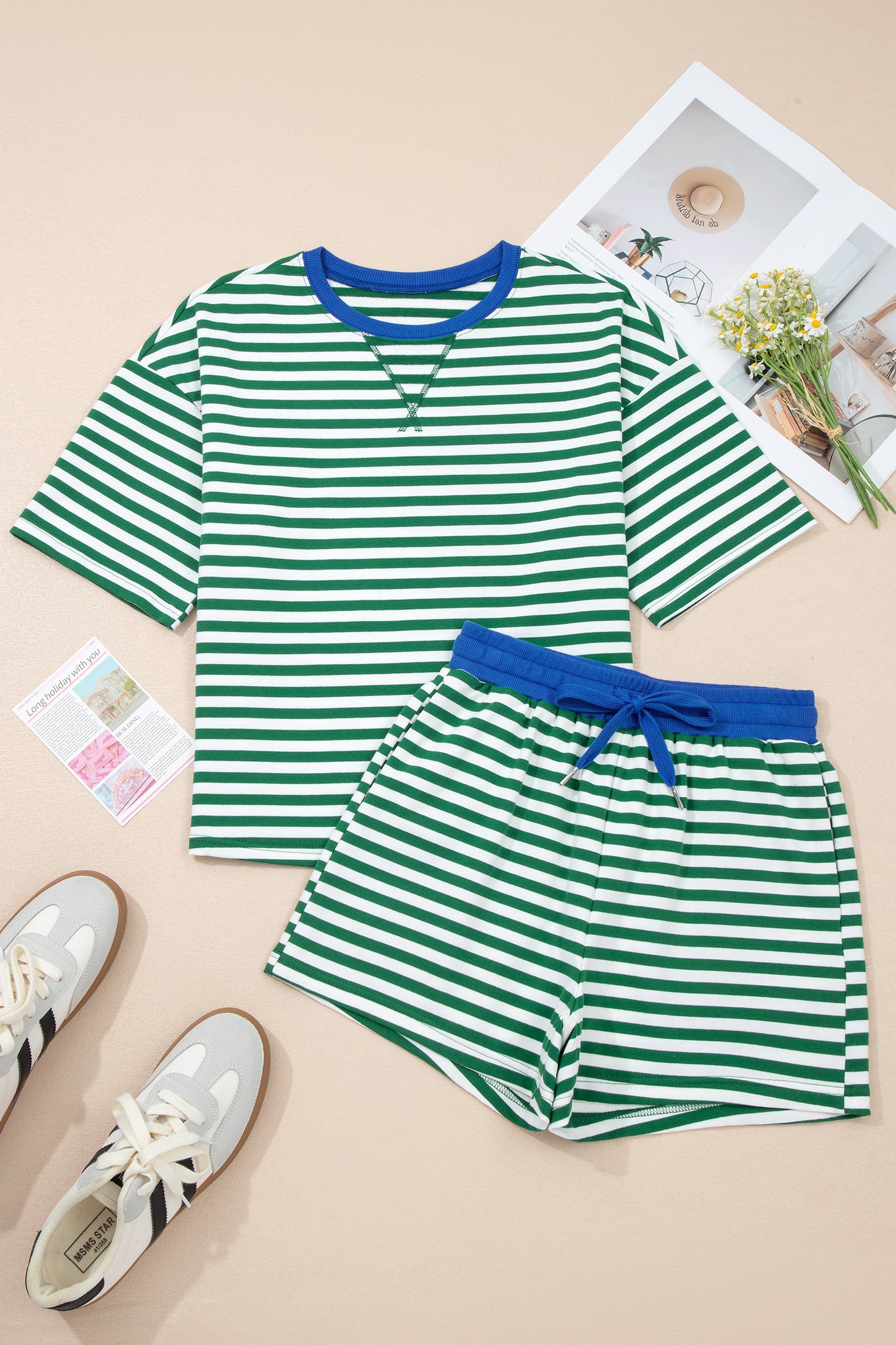Striped Boxy Terry Shorts & Tee Set