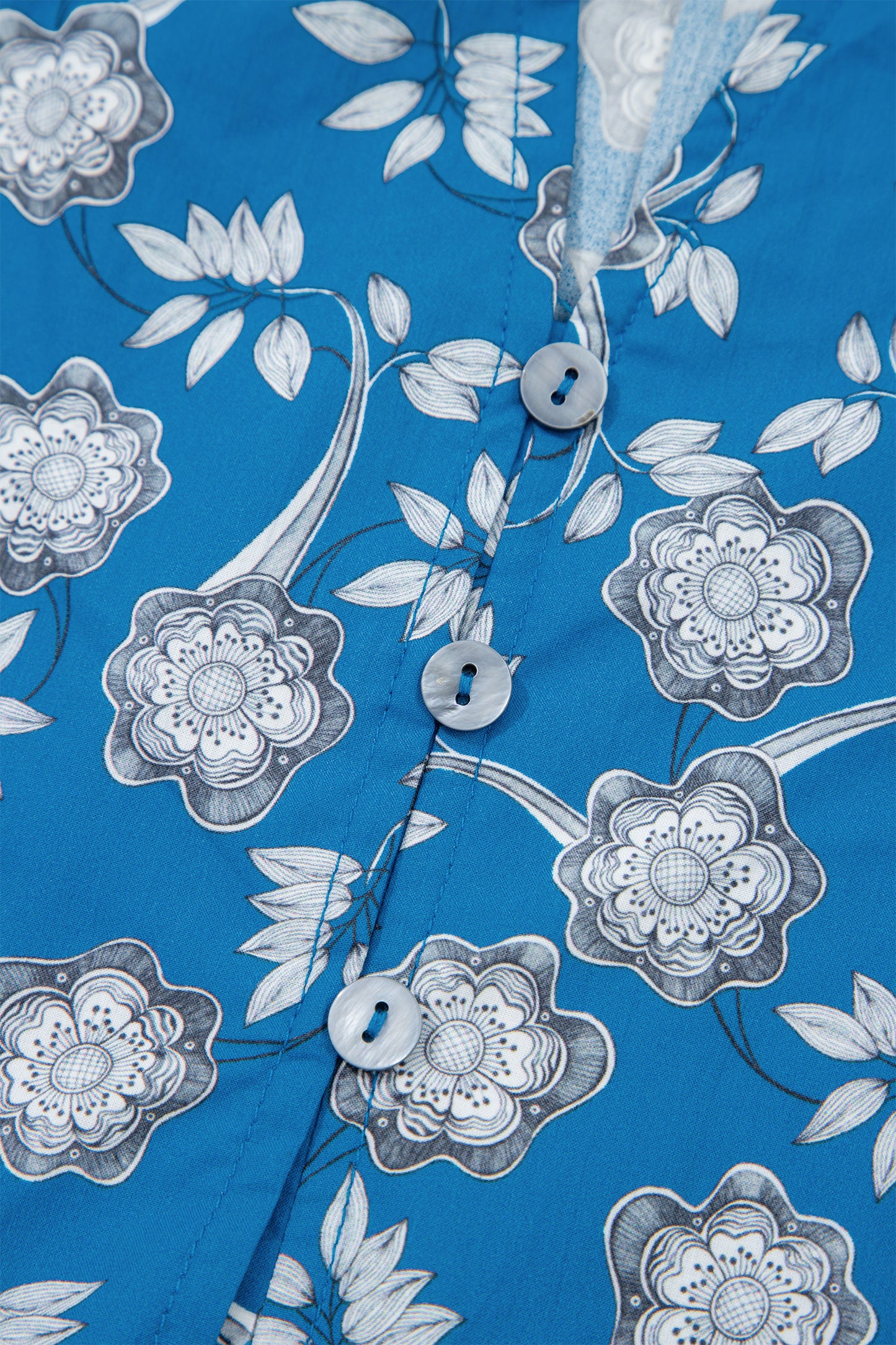Blue Floral Short Sleeve Blouse