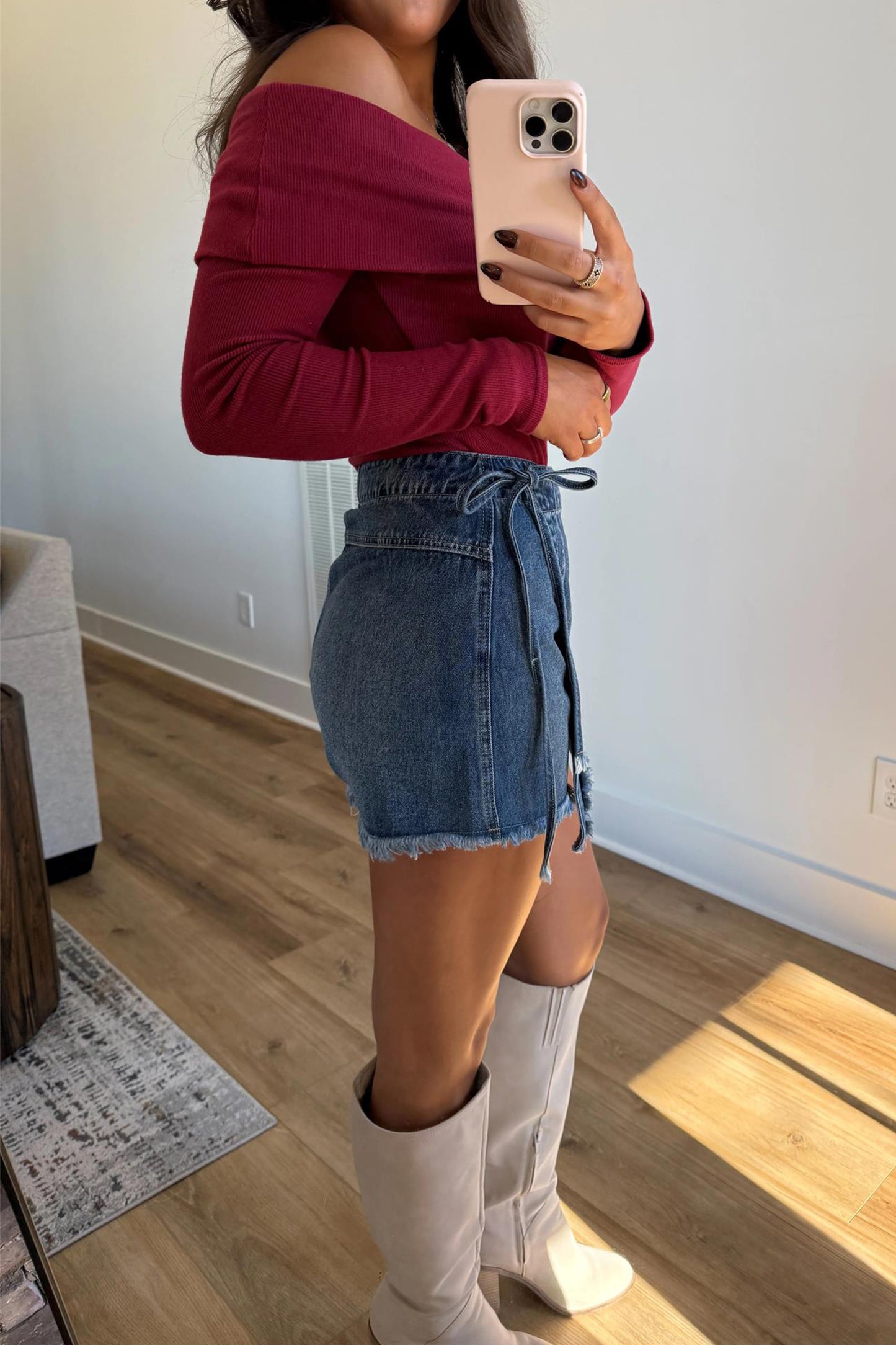 Ashleigh Blue Tie Waist Denim Skort
