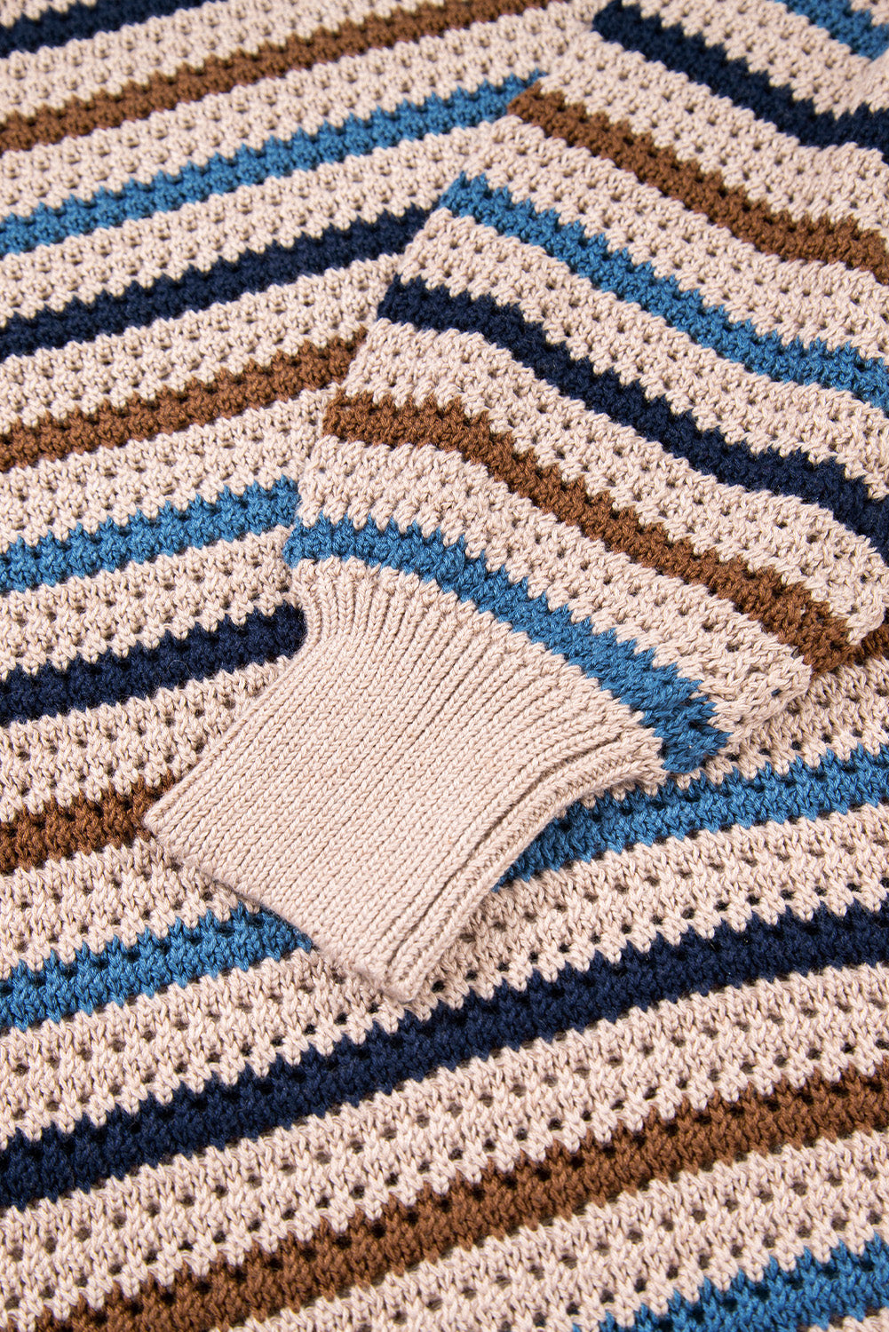 Soft Knit Round Neck Sweater in Fall Stripes