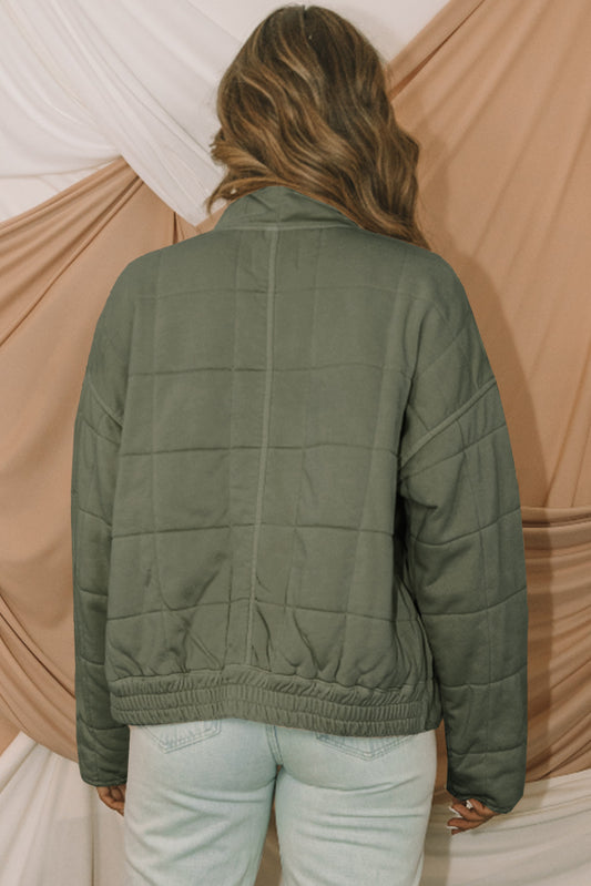 Green Zip-Up Quilted Jacket