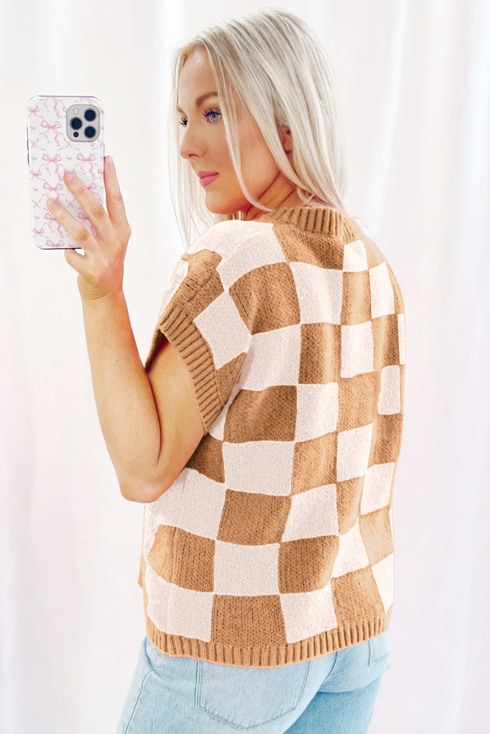 Checkered Sweater Top