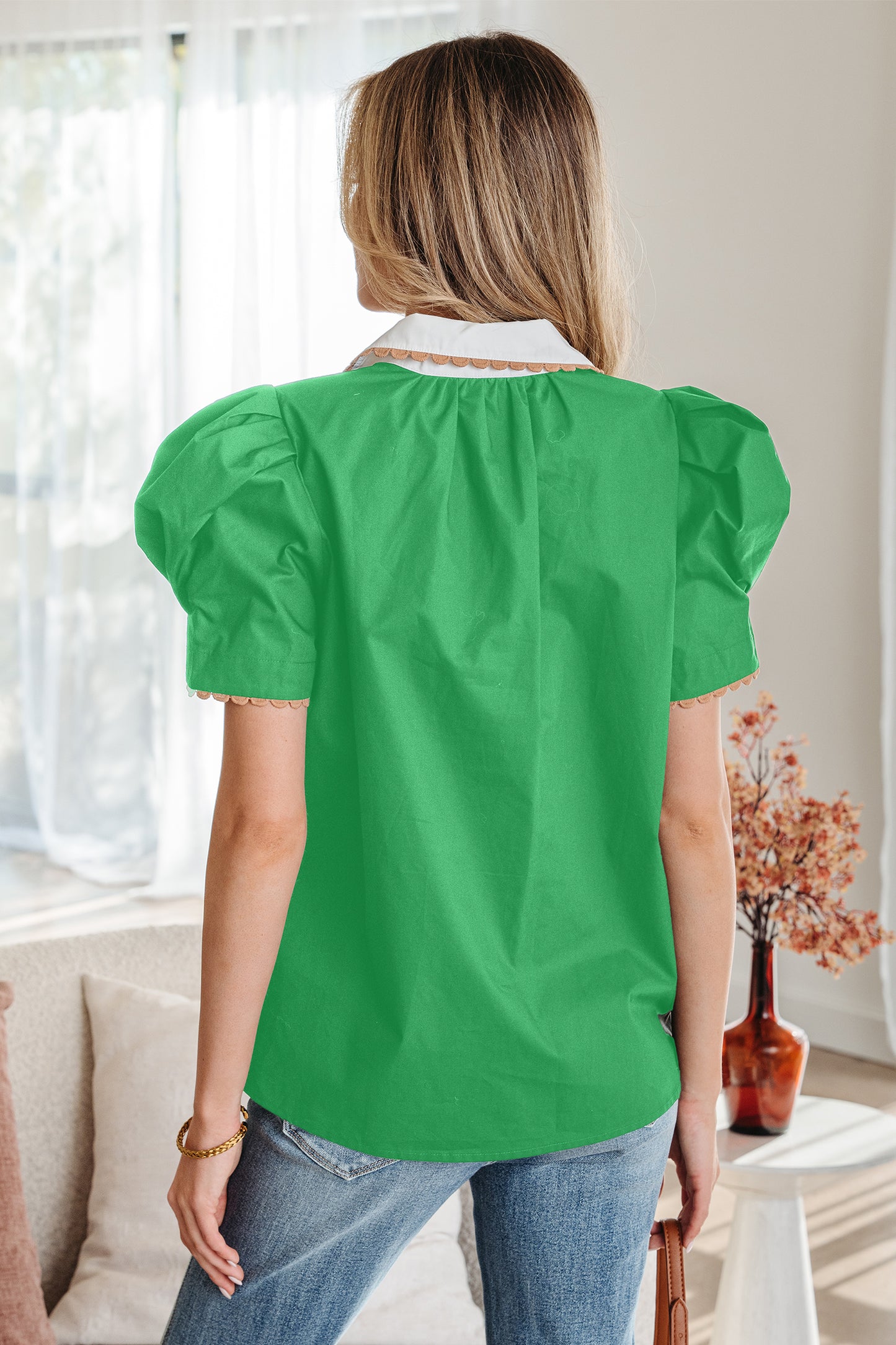 Ricrac Trim Color Block Blouse