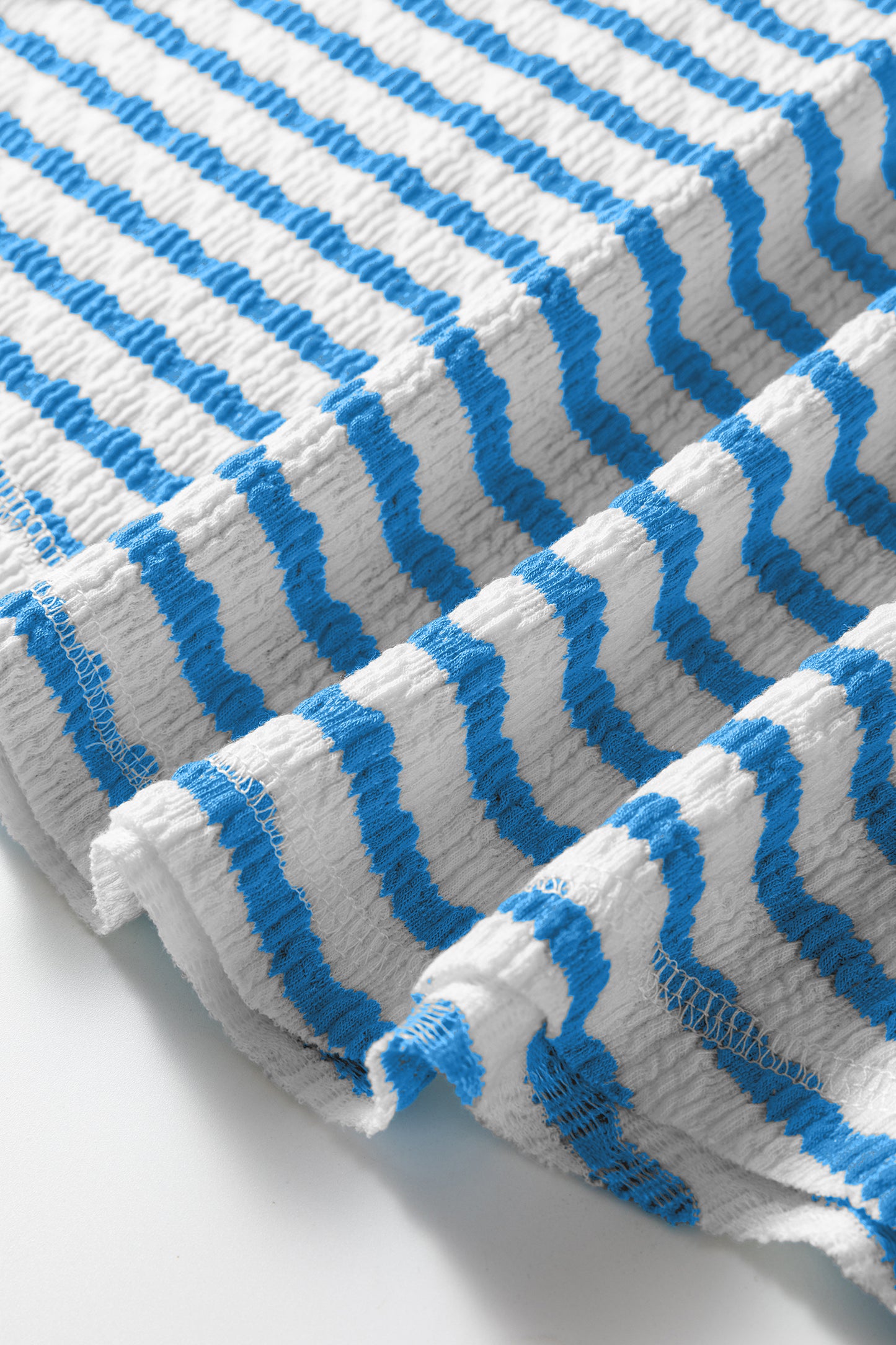 Blue Striped Textured T-Shirt