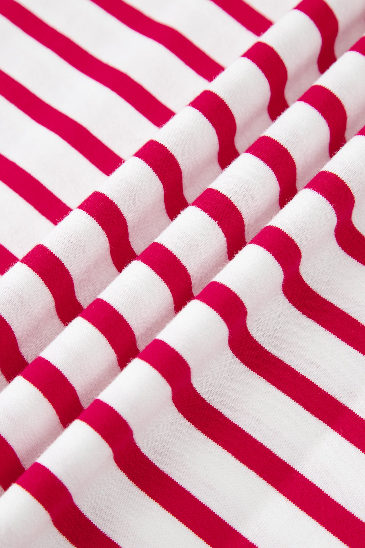 Red Stripe Scalloped Trim Tee