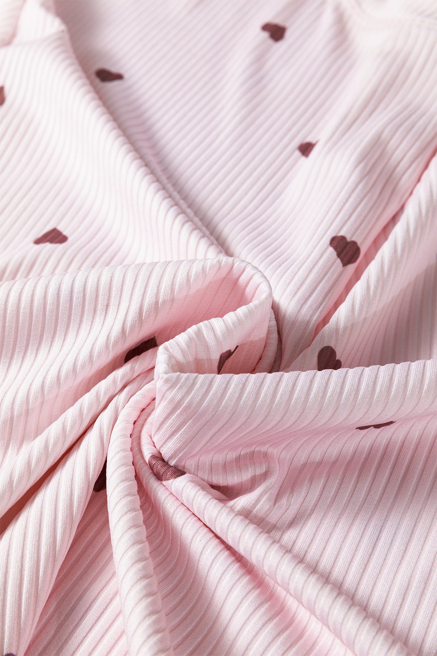 Pink Valentine Ribbed Knit Lounge Set