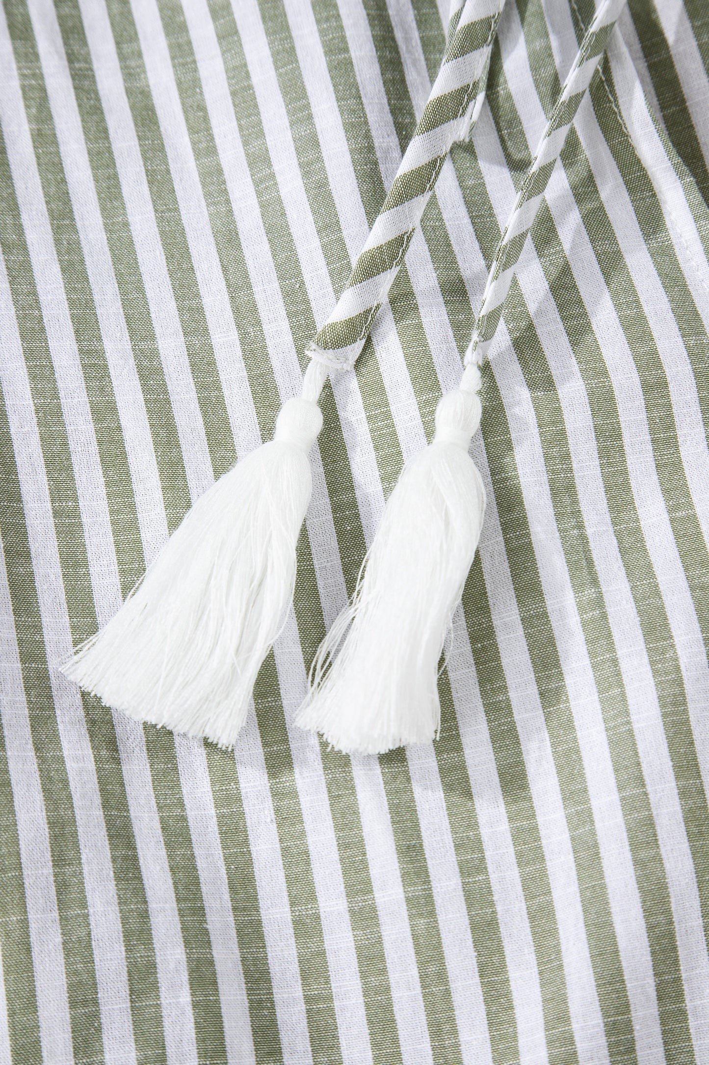 Green Stripe Ruffle Tiered Dress