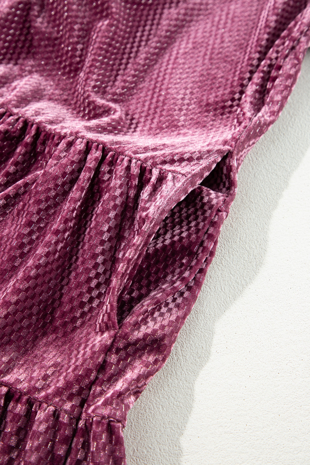 Mauve Textured Velvet Plus Size Tiered Dress