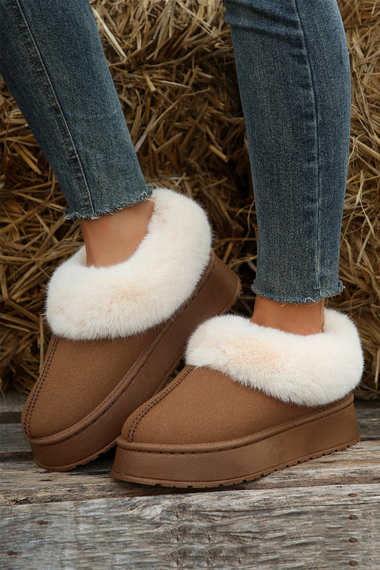 Chestnut Suede Thick Sole Snow Boots