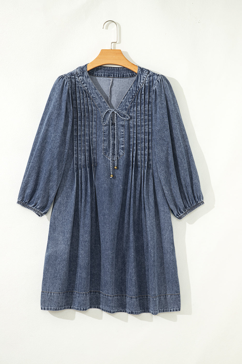 Sail Blue Pleated Denim Mini Dress