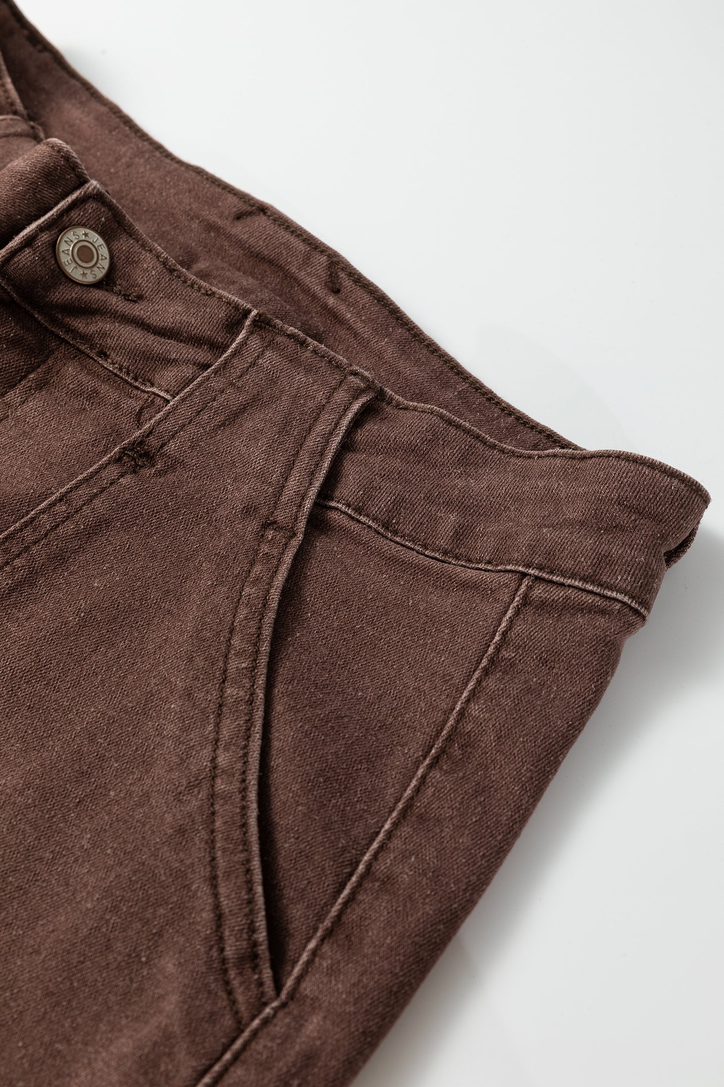 Dark Brown Retro Washed Loose Jeans
