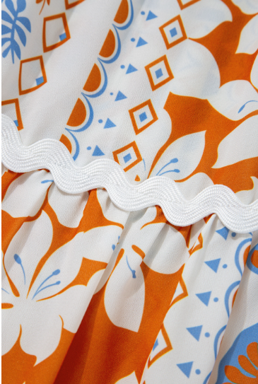 Orange Patchwork Print Maxi Dress