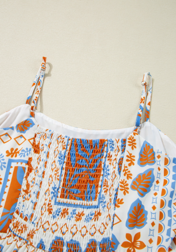 Orange Patchwork Print Maxi Dress