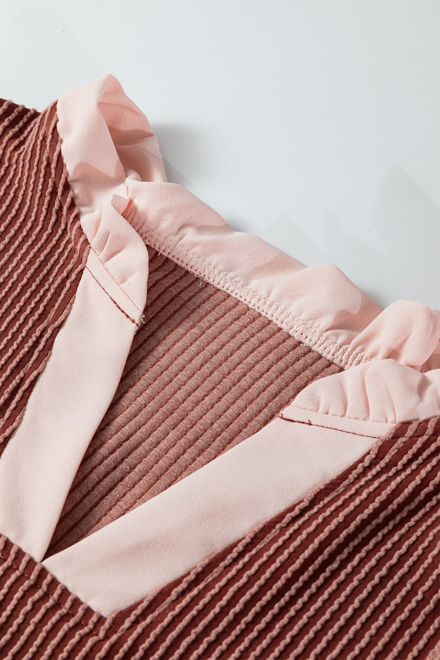 Ruffled Sleeve Ribbed Blouse in Plus Size