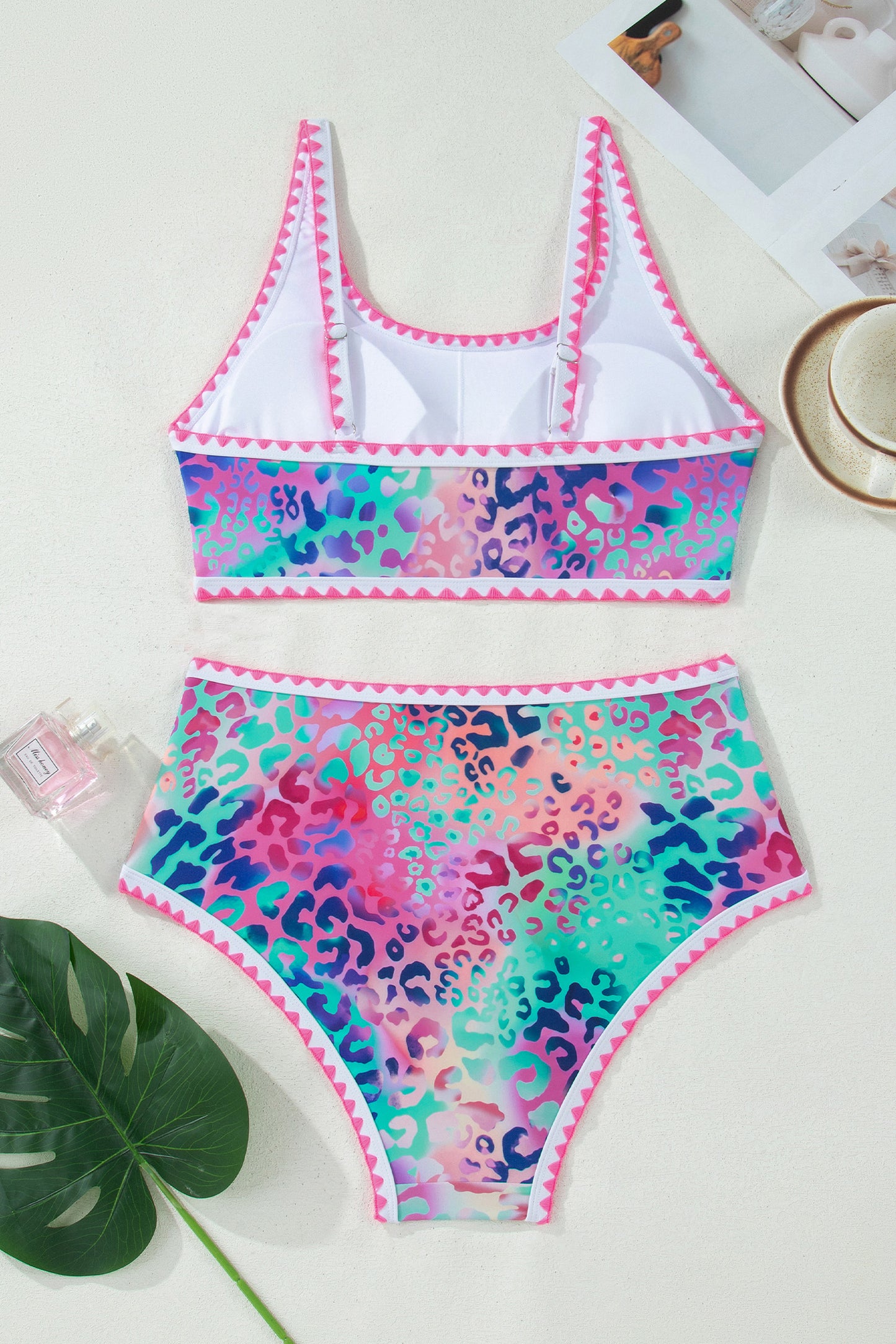 Pink Leopard High Waist Bikini Set